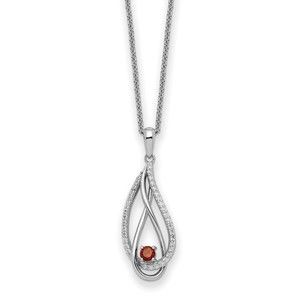 925 Sterling Silver Jan CZ Always in my Heart Birthstone 18in Necklace